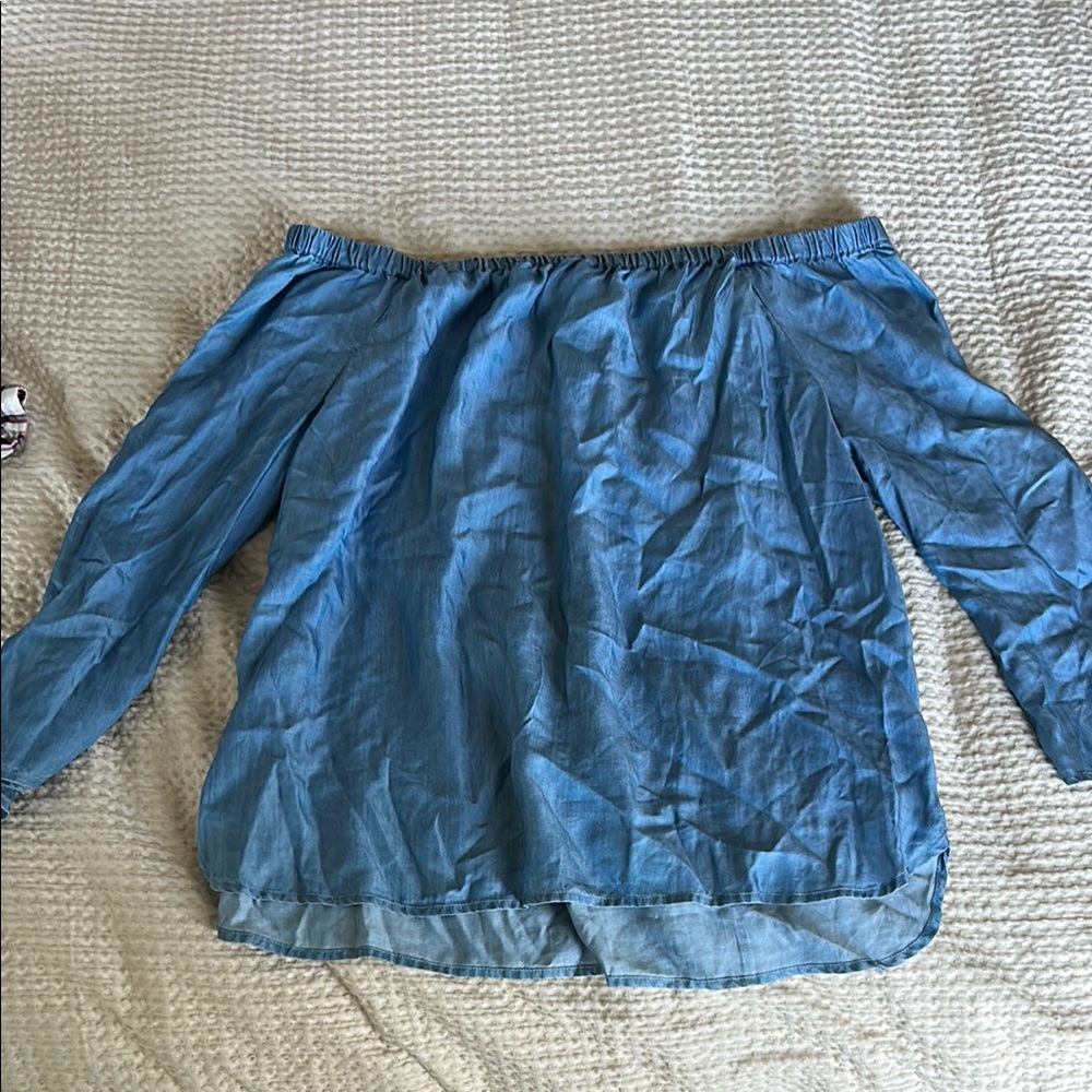 Blue/Denim Off-Shoulder Women's Top